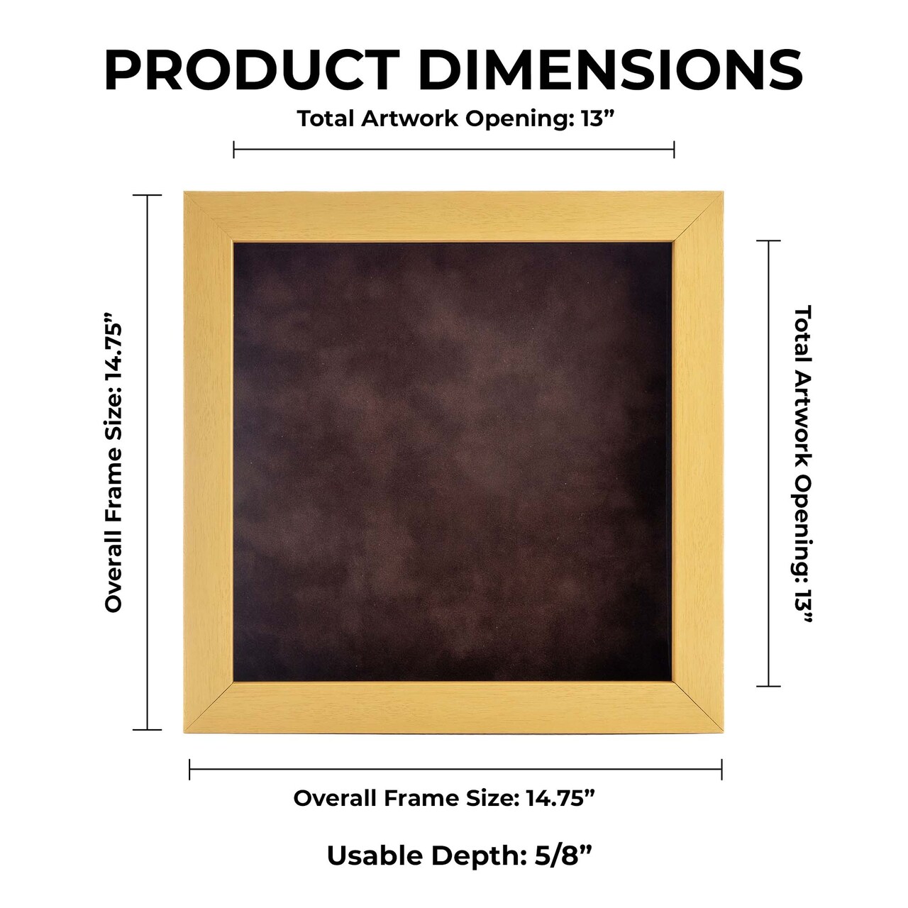 Classic Natural Wood Shadow Box Frame with Acrylic Front - Brown Suede Backing, 30 Sizes